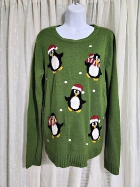 VTG Kim Rogers Holiday Penguin Crewneck Sweater XL